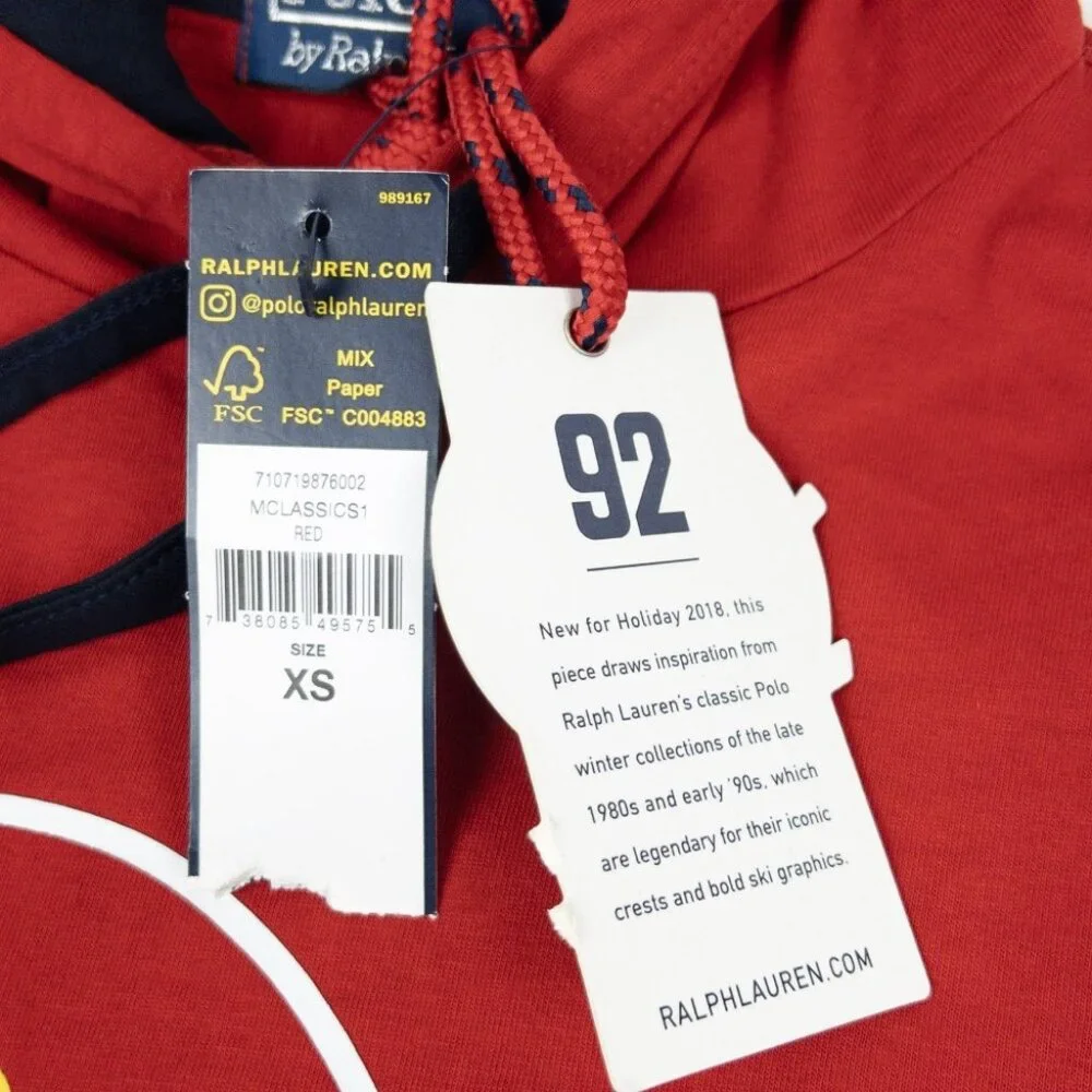 Polo Ralph Lauren Suicide Skier Hoodie Men's XS Pullover Lightweight Red - Picture 5 of 14